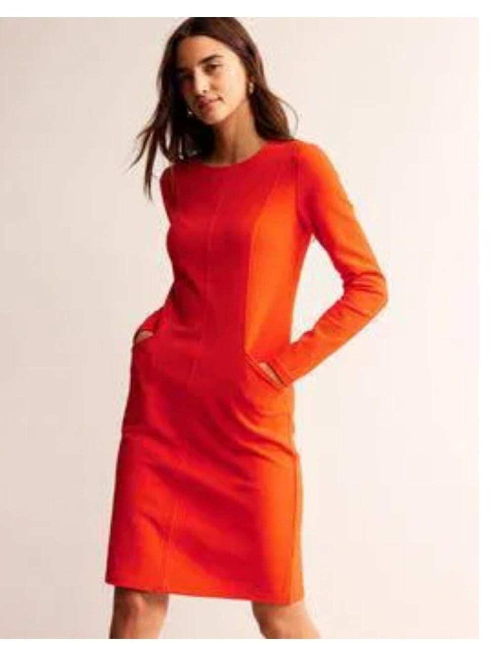 Boden Orange Long-Sleeve Sheath Dress - Size 14L